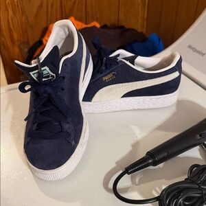 Puma Suede Navy and White Sneakers